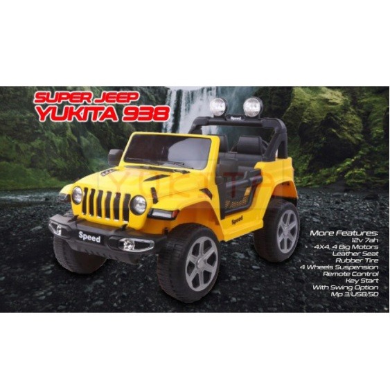 Mobil Aki Mainan Anak Remote Control Jeep Rubicon Wrangler Yukita 938 Rider Police SNI-2