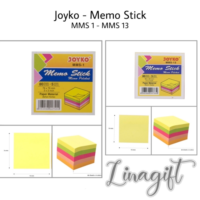 JOYKO - STICK STICKY NOTE - STIKERS KERTAS MEMO TEMPEL BESAR KECIL MMS 1 / MMS 13 / 3M 655