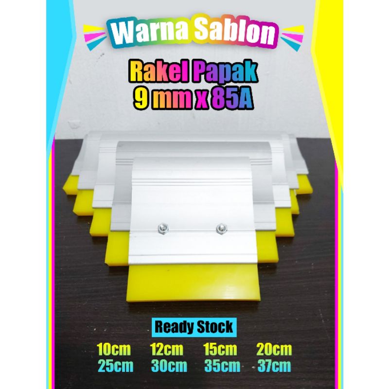 Rakel kuning papak 9mm x 85A 10CM 12CM 15CM 20CM + gagang allumunium