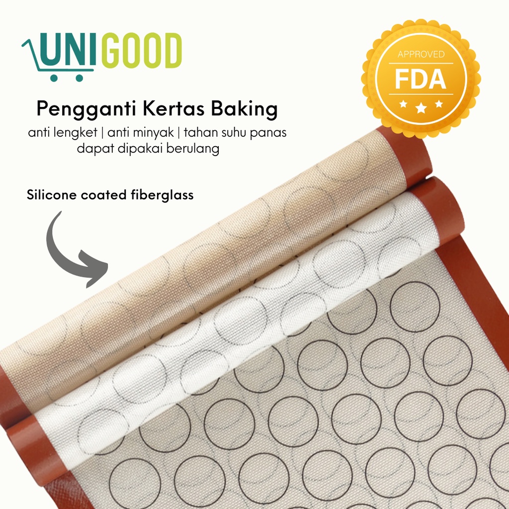 UNIGOOD - Premium Silicone Baking Mat Alas Panggangan Silikon Anti Lengket Silpat Oven Microwave