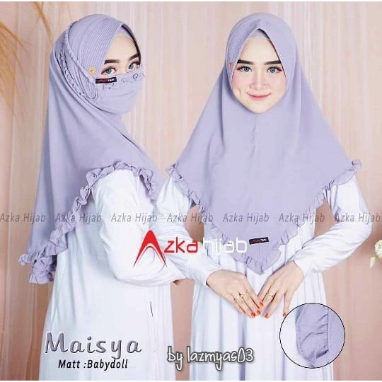 Khimar Ceruty 2 Layer  Set Masker