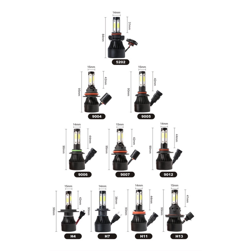 Lampu LED X7 COB 4 Sisi Mobil H4 H7 H11 HB3 HB4 HIR2 12V-24V 40W 2pcs