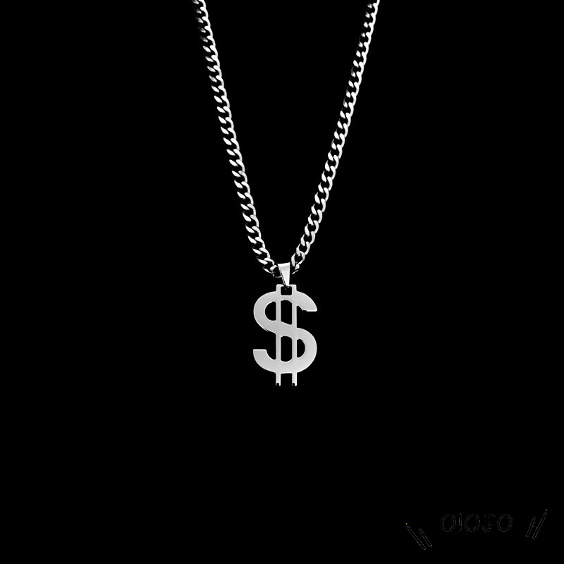 Kalung Liontin Tanda Dolar Baja Titanium Hip Hop Kepribadian Baja - ol