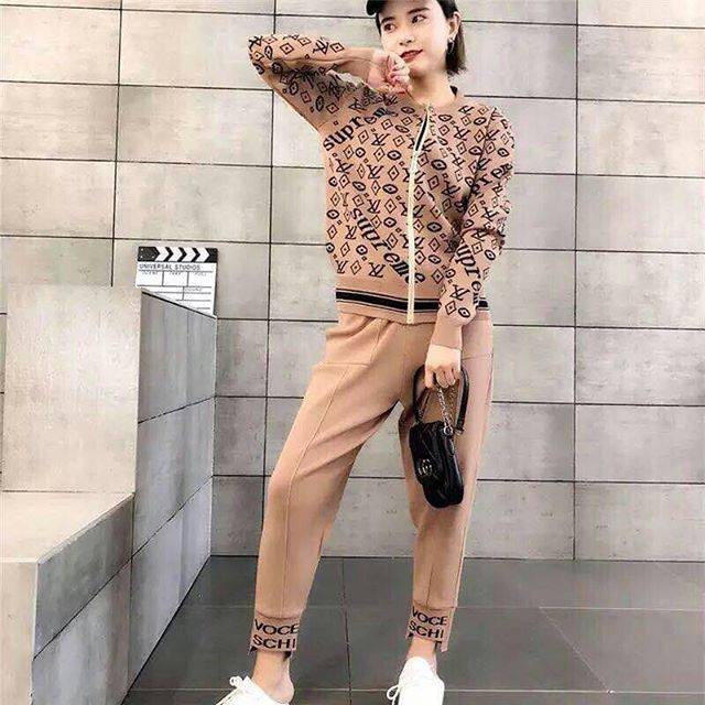 Setelan LV jaket rajut import