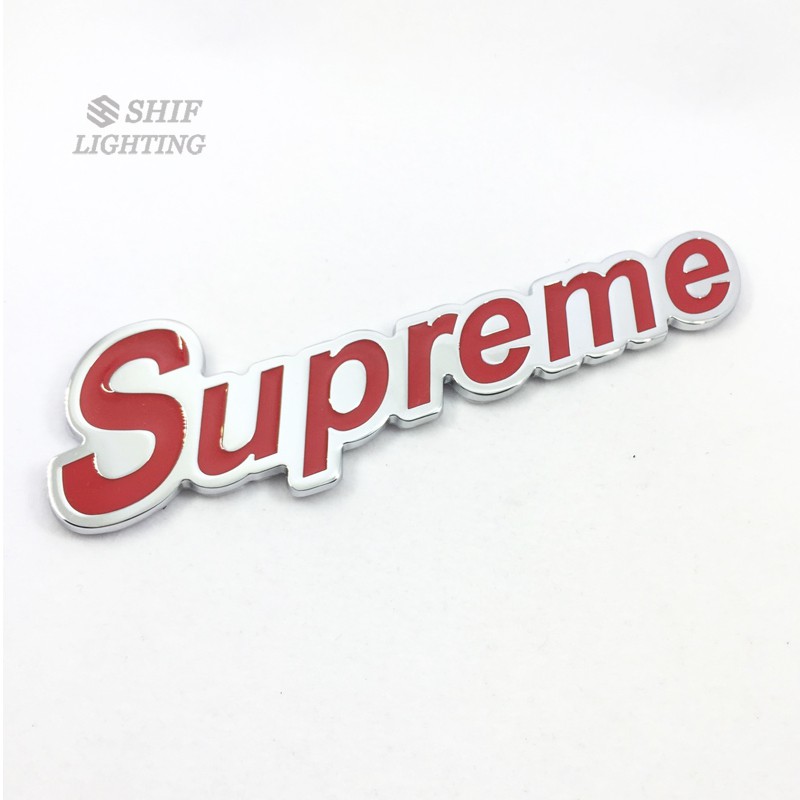 1Pc Stiker Emblem Logo Supreme Bahan Metal untuk Bagasi Mobil