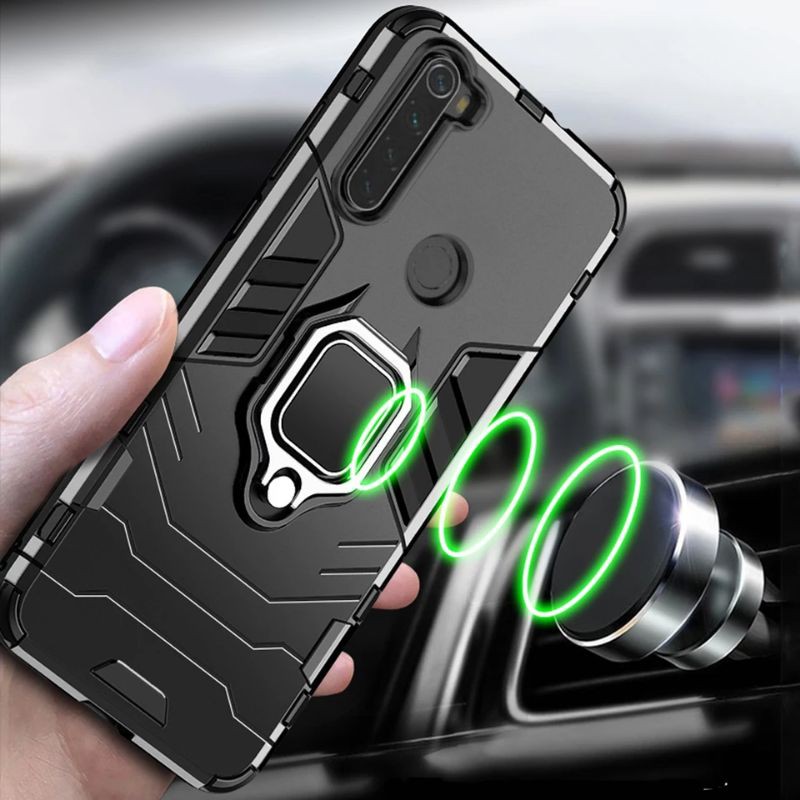 FREE TEMPERED GLASS FULL LAYAR XIAOMI REDMI NOTE 8 HARD CASE RING STAND ROBOT ARMOR REDMI NOTE8