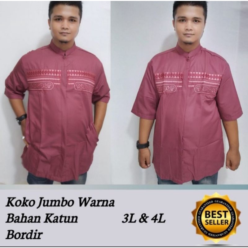 BAJU KOKO JUMBO WARNA BORDIER UKURAN 3L ll 4L