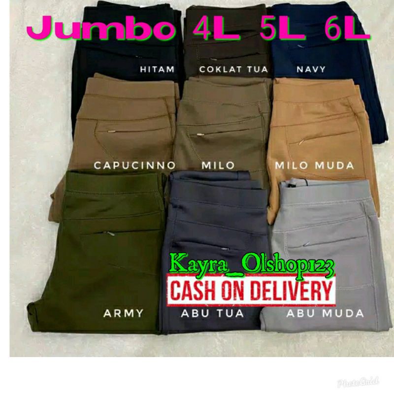 Celana Panjang Wanita Import Jumbo Merek Saya - Bahan Scuba Tebal Lembut & Stretch Nyaman Dipakai