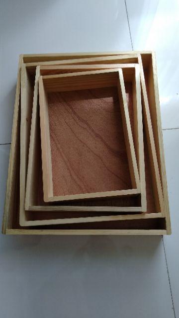 Kotak Hantaran Seserahan Mahar Kayu Rustic 1 Set Isi 4 Natural
