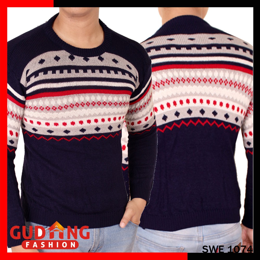 Sweater Motif Tribal Pria - SWE 1074