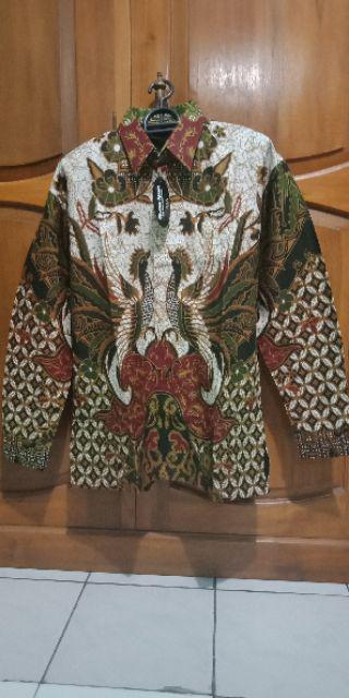 Kemeja Batik Peksi Kembar Merah Ori Ukail Batik Full Furing Batik Pria Lengan Pendek