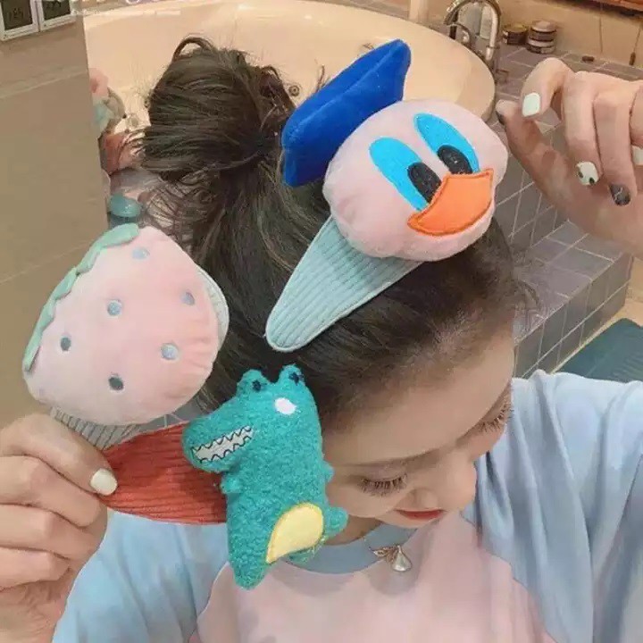 Hairpin anak remaja jepit rambut lucu cute karakter pita dino donald mickey mouse boneka unik estetik aesthetic imut