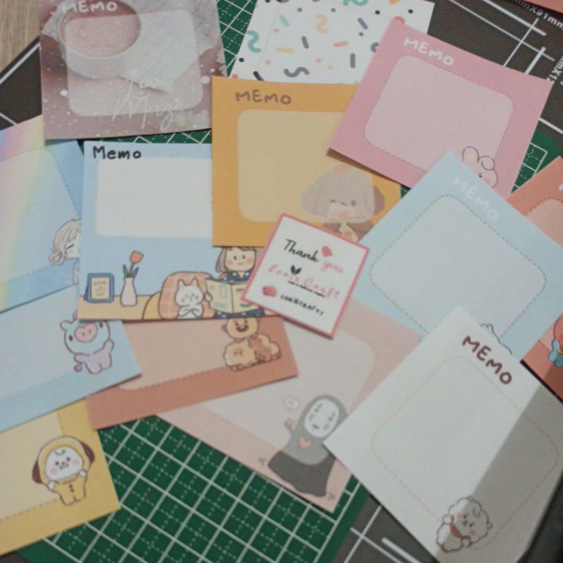 

Kertas Memo Notes Sheet No Lem 12pc per motif Part A Warna Motif Gambar