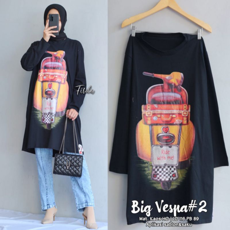 Tunik Jumbo Wanita Terbaru Kekinian. Big Vespa #2 By Firda. Baju Atasan Muslim Wanita Tunic Casual