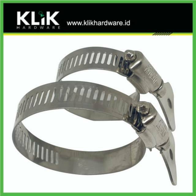 Klem Selang KUPING Stainless Taiwan - Hose Clamp Steel Handle Pilih Ukuran 1 1/2 &amp; 2 Inch