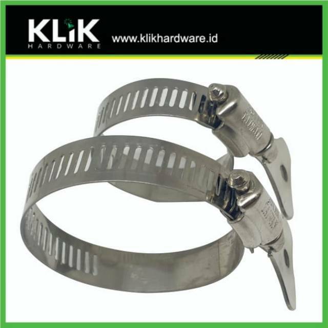 Klem Selang Kuping Stainless Taiwan - Hose Clamp Steel Handle Pilih Ukuran 1 1/2 &amp; 2 Inch