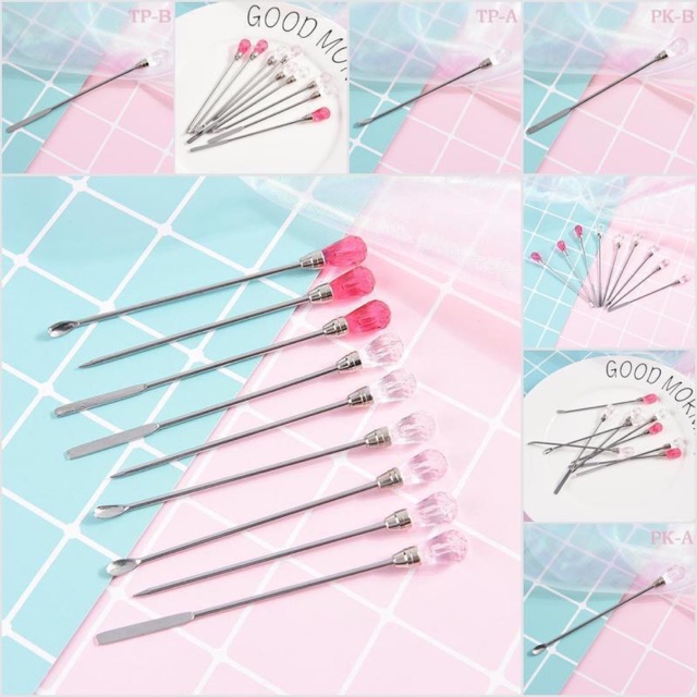 Stainless spatula mixing stirring color stick makeup stik mixing color nail art