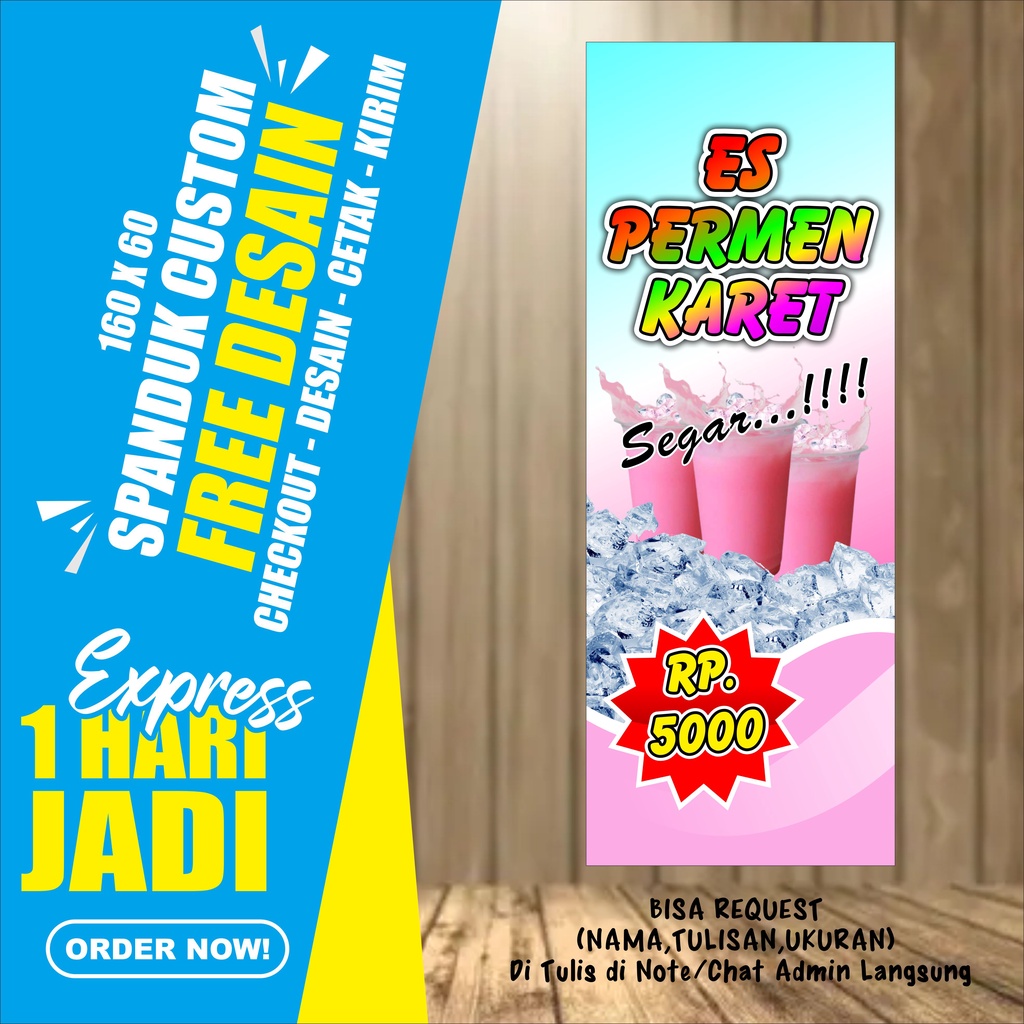 SPANDUK/BANNER ES PERMEN KARET VIRAL (1HARI JADI)