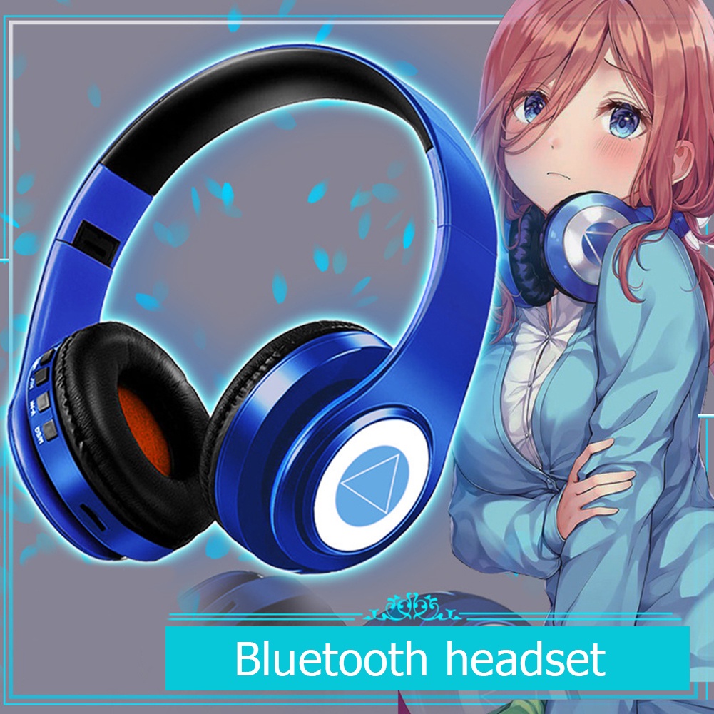 ⚡Bluetooth+wired⚡Anime headset Headphone Bluetooth Headset Musik Gaming dengan Mic Suara HIFI Bass Mantap Miku Nakano Sanjiu Cosplay MMY