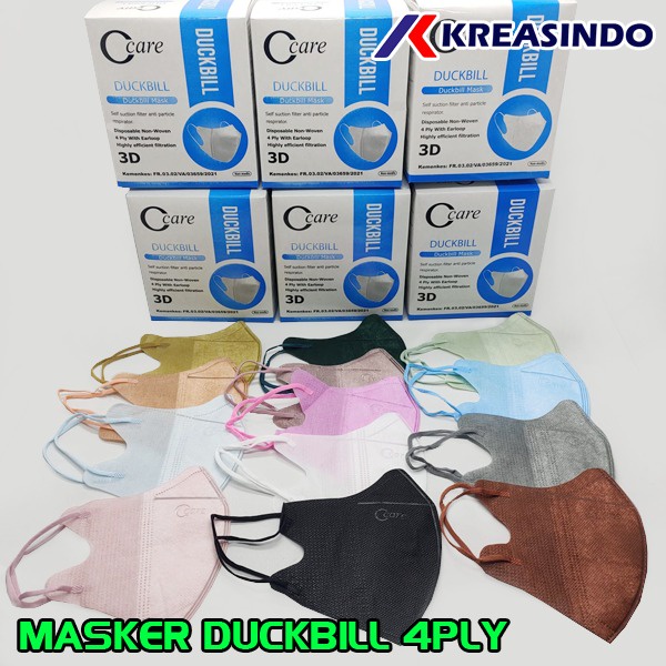 C Care / Alkindo / Mouson / Besco Masker Duckbill 4 PLY Dewasa warna Face mask 50 pcs / 50pcs