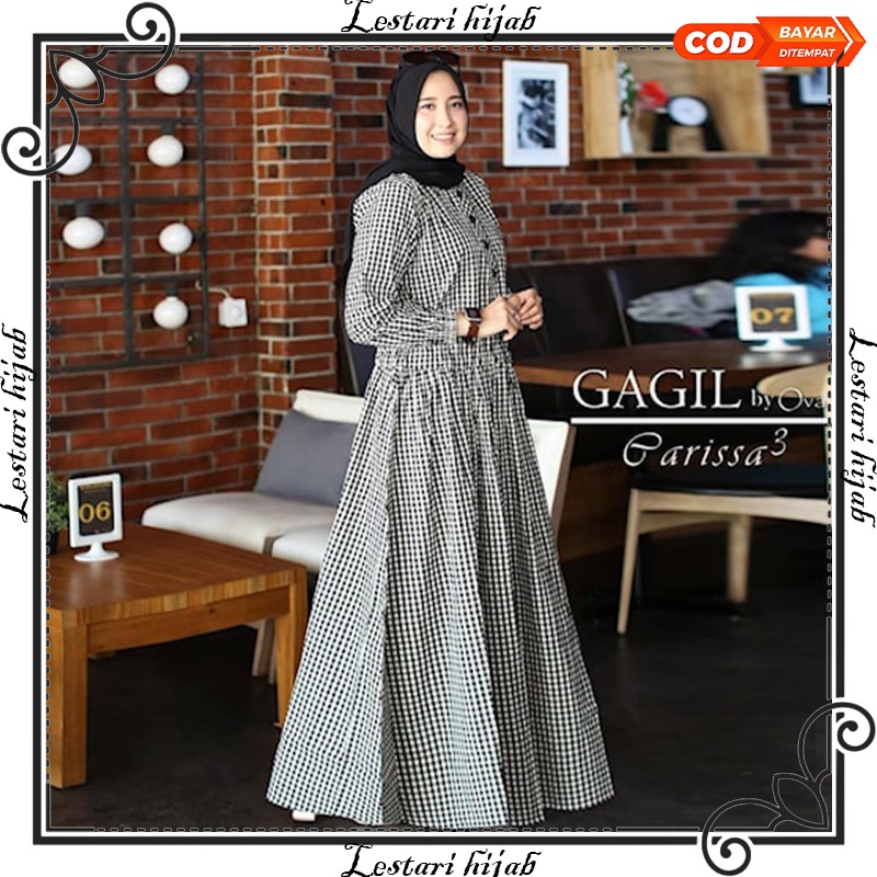 Gamis Wanita Terbaru Kekinian Dress Katun Perempuan Dewasa Ibu Ibu Baju Pengajian Kondangan Lebaran