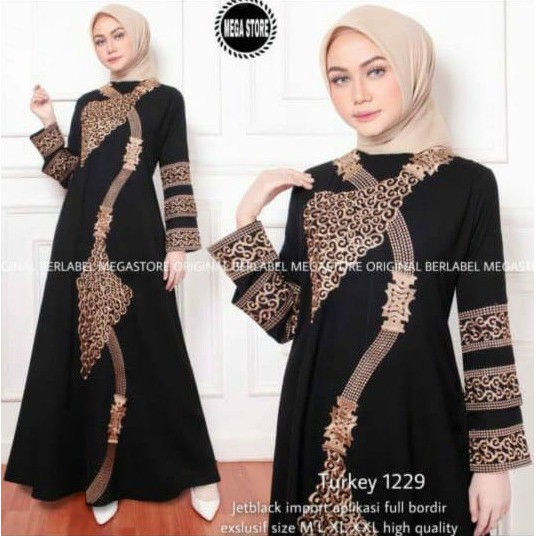 Exclusive Casual Abaya Hitam Bordir Bahan Jetblack Saudi Dress Maxi Turki Umroh Kwalitas Boutique-2