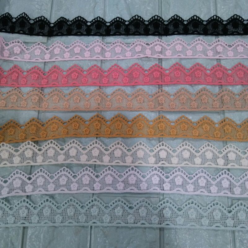 Renda Gamis | Renda sisi warna | Renda meteran