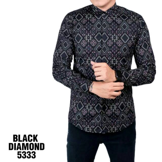 BAJU BATIK LENGAN PANJANG PRIA SLIMFIT KEMEJA COWOK  MODERN PAKAIAN KERJA FORMAL GROSIR MURAH