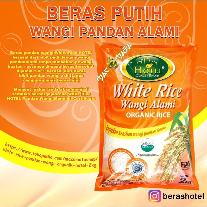 

gr011ttr White Rice Pandan Wangi Organik Hotel 2Kg Sv012Ss