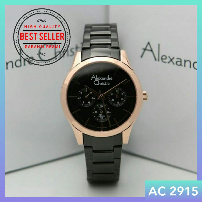 Alexandre Christie AC 2915 Hitam Rosegold Jam Tangan Wanita