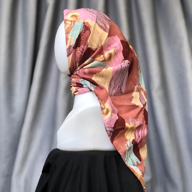 OSHA SEGIEMPAT - jilbab polycotton motif hijab viney kerudung potton square chiffon fine