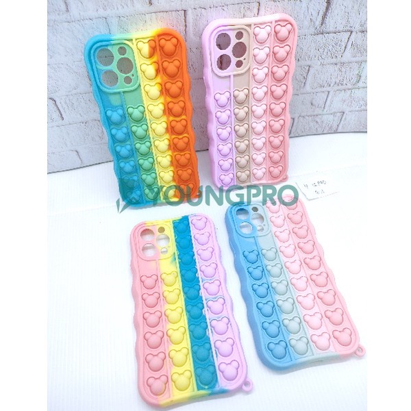 Silicone Case Pop It IPhone 12 Pro - Case Penghilang Stress Rainbow