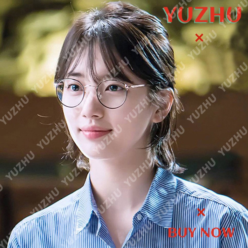 (YUZHU) Bayar di Tempat Kacamataminus 0°~-400° Korean Fashion Style Retro Bulat Besi Frame Eyeglasses