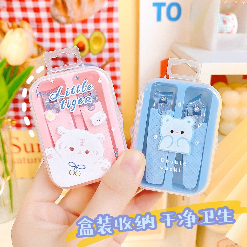 JOLINE GUNTING KUKU SET 2 PCS / GUNTING KUKU SET 2 IN 1 (FREE BOX) / GUNTING KUKU WARNA PASTEL / UJUNG MIRING / UJUNG BIASA / CUTE MANICURE PEDICURE SET / NAIL CLIPPERS TWO-PIECE SET GIRL / OLIN MADICURE SET 2IN1 / GUNTING KUKU ANAK KARAKTER LUCU