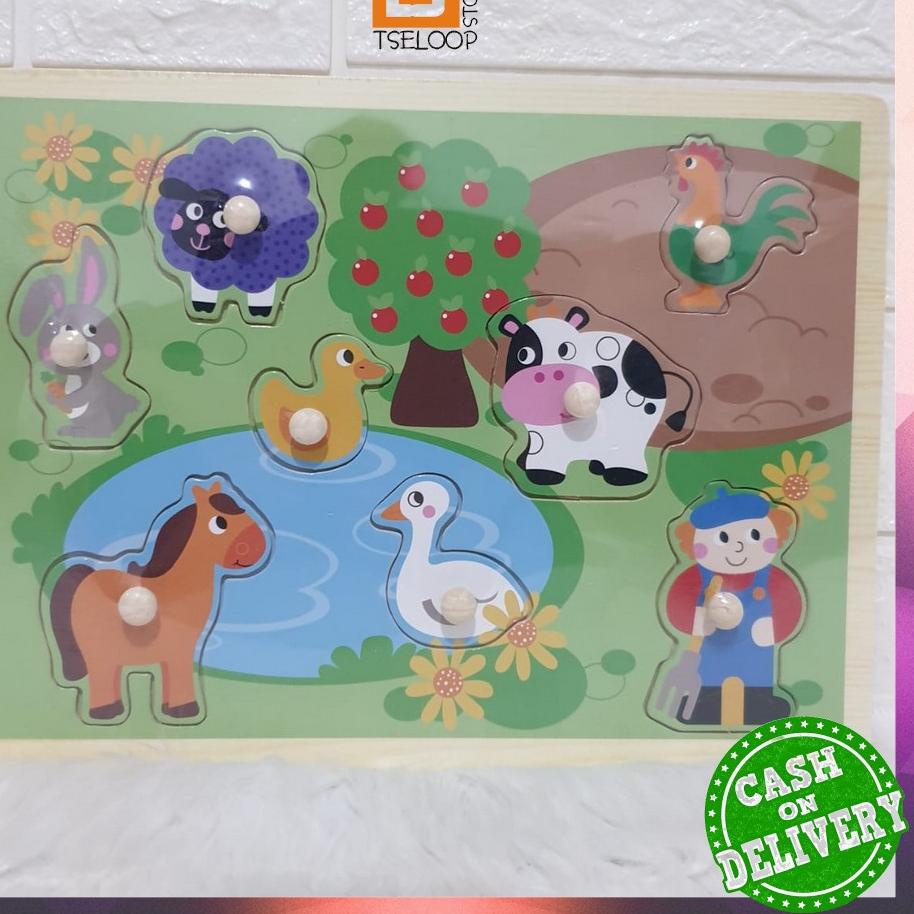 

[KODE N9I0B] OFM-M67-68 Mainan Edukasi Anak Puzzle Kayu Knob Background Bergambar | Wooden Toys Mainan Balok Kayu