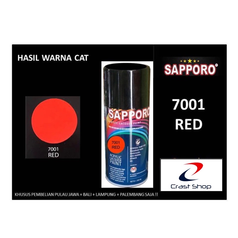 

SAPPORO SPRAY PAINT RED / MERAH STABILO 7001 300 ml