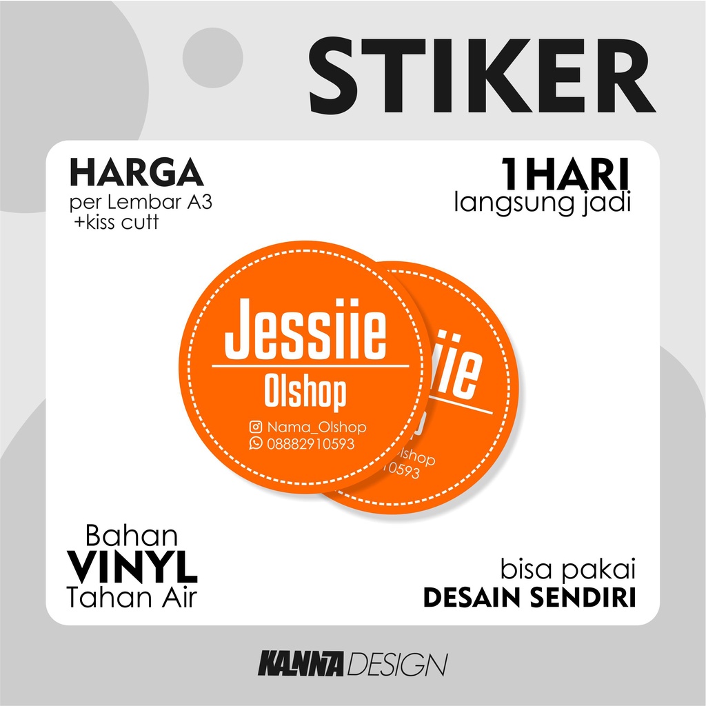 

Stiker label kemasan Vinyl anti air + cutting 1 HARI JADI