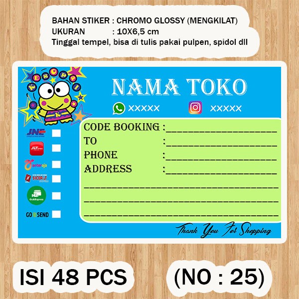 

( STIKER PENGIRIMAN ) Shipping label ( /pack isi 48pcs no.25 )