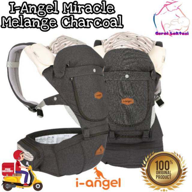 I-ANGEL MIRACLE MELANGE CHARCOAL Baby Carrier Gendongan Bayi