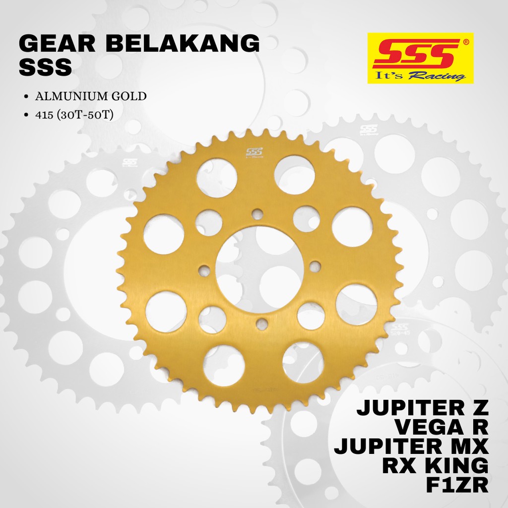 Gear gir jupiter z vega r mx f1zr rx king rxz sss 415 29 30 31 32 33 34 35 36 37 38 39 40 41 42 43 44 45 46 47 48 49 50 51 52 alumunium gold