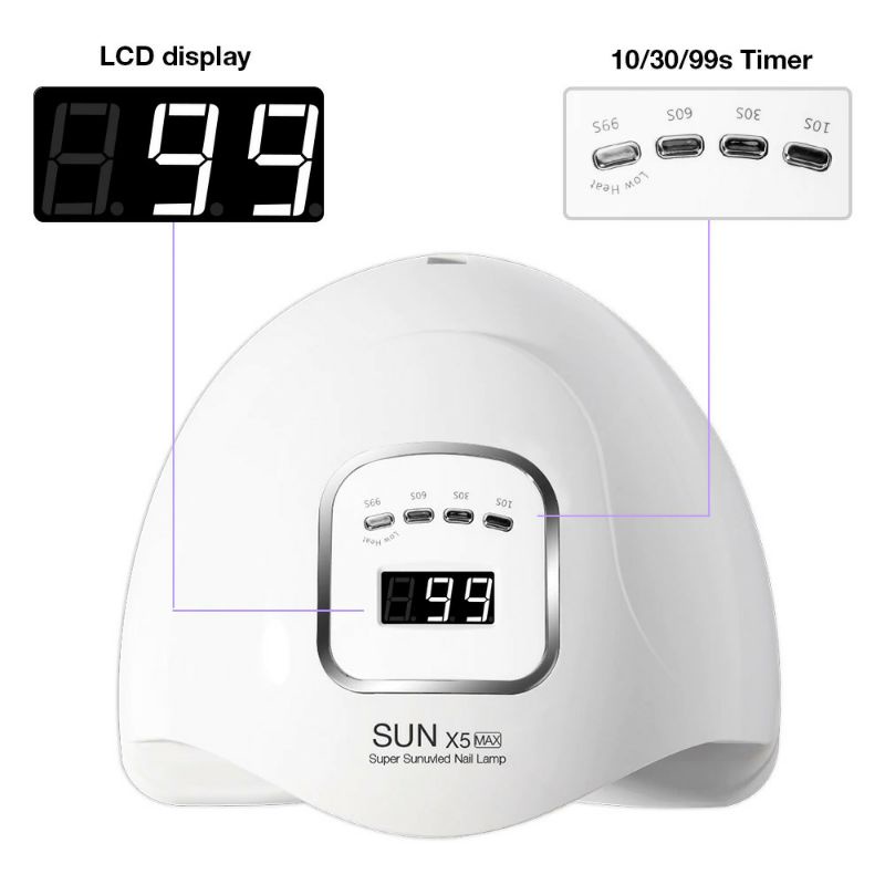 SUN X5 Max Pengering Kutek Kuku UV LED Nail Dryer 120W - White