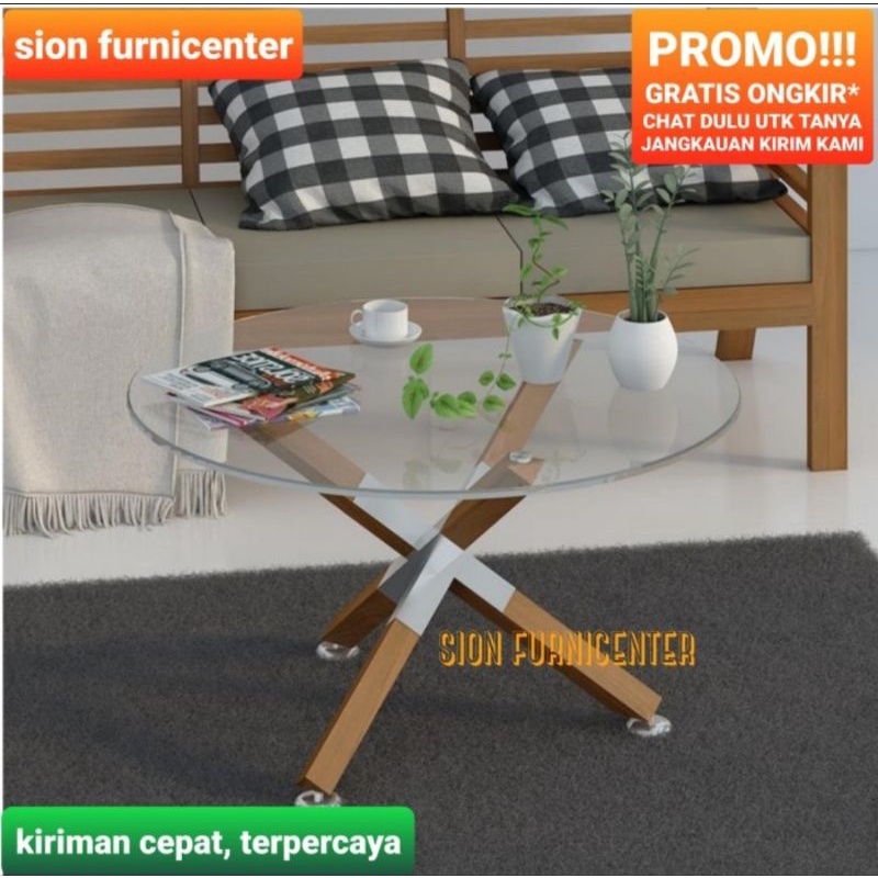 meja tamu kaca bulat / meja tamu bulat / meja tamu bundar / meja tamu mewah / meja tamu minimalis bu
