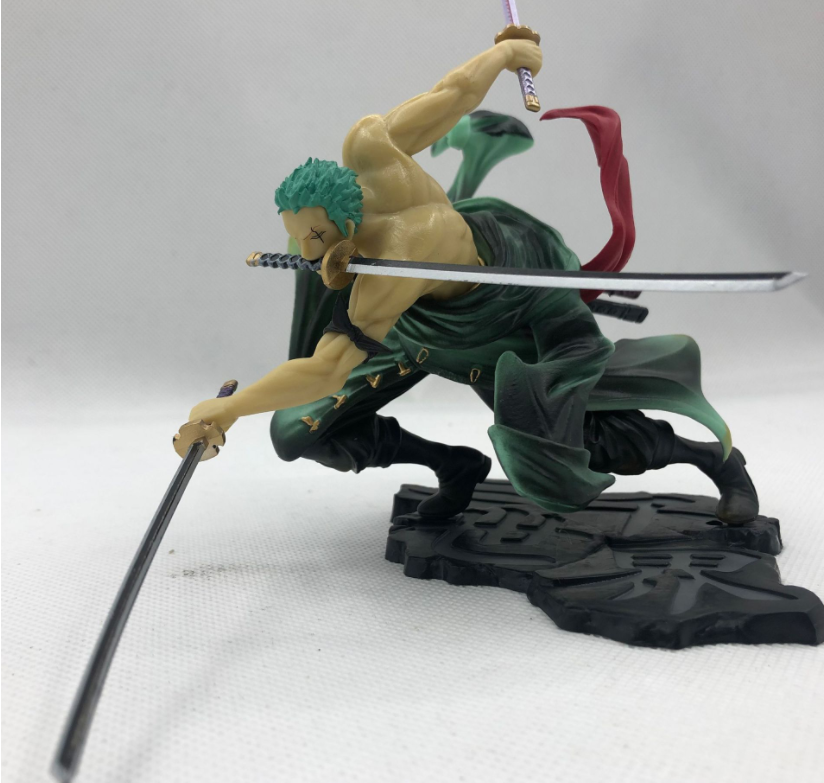 Mainan Action Figure Anime One Piece Roronoa Zoro Tigaknife Fighting Skill Zoro Bahan Pvc Ukuran 11cm-2