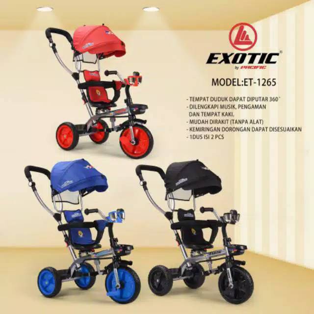 SEPEDA RODA ANAK TIGA EXOTIC TRICYCLE ET 1265 COCOK BUAT KADO ANAK