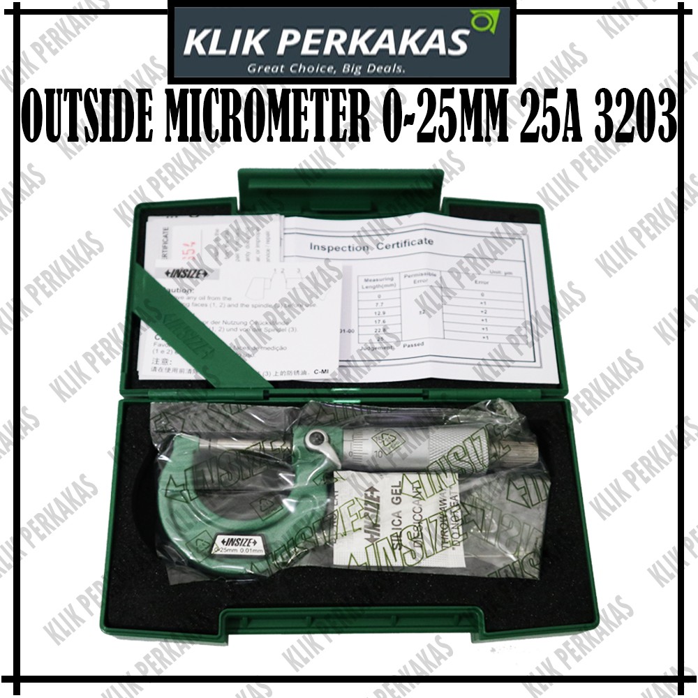 OUTSIDE MICROMETER 0-25MM 25A 3203 INSIZE ORIGINAL