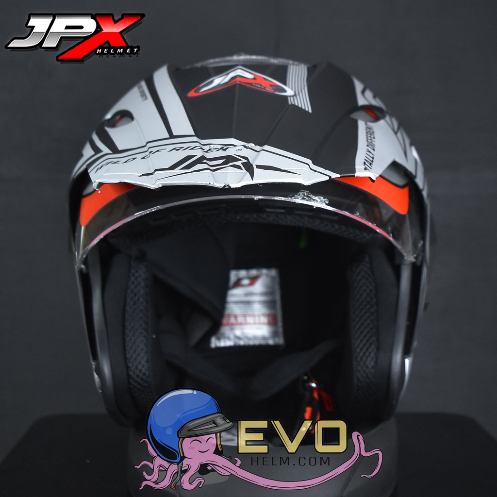 HELM JPX SUPERMOTO WILD RIDER - BLACK DOFF/SILVER ORIGINAL HELM JPX SEMICROSS MOTIF JPX HALFFACE