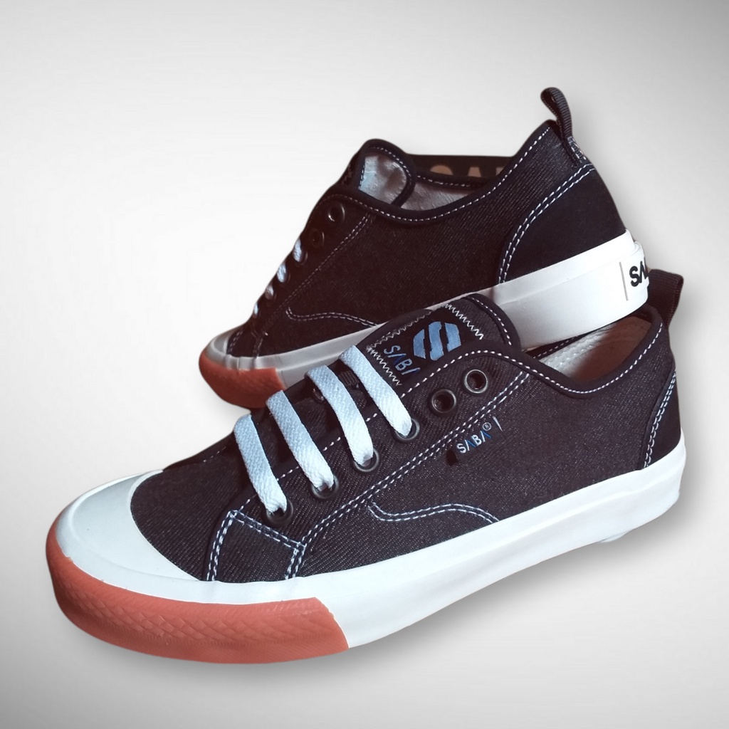 Sepatu Pria Sneakers Wanita Uk 39-42 Saba Denim Low Original Black Gum Murah COD
