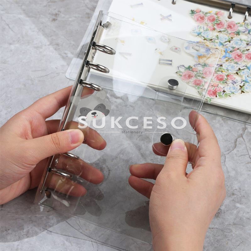 

Korean Style Clear Cover 6 Ring Binder /Sampul Buku Silikon Transparant Kancing