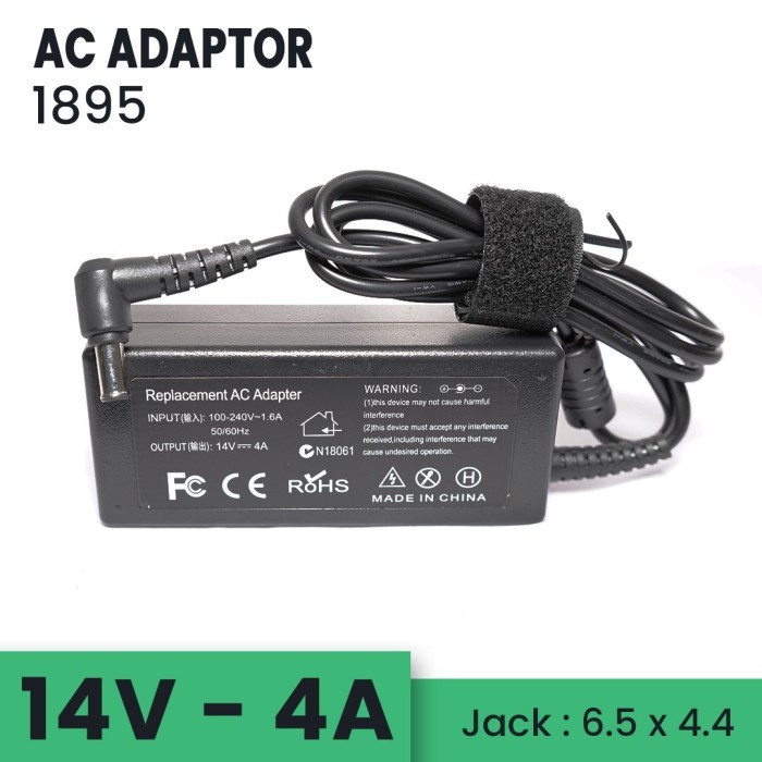 Adaptor charger Led monitor 14v 4a 6.5x4.4mm 56w pin jarum for samsung 1895 - Adapter lcd universal