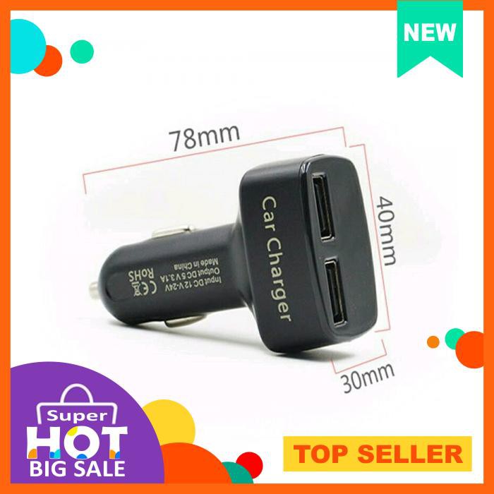 Car Charger Hp Mobil 4In1 Voltmeter Ammeter Dual Usb 3.1A Dan Temperature